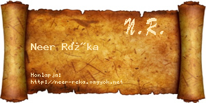 Neer Réka névjegykártya